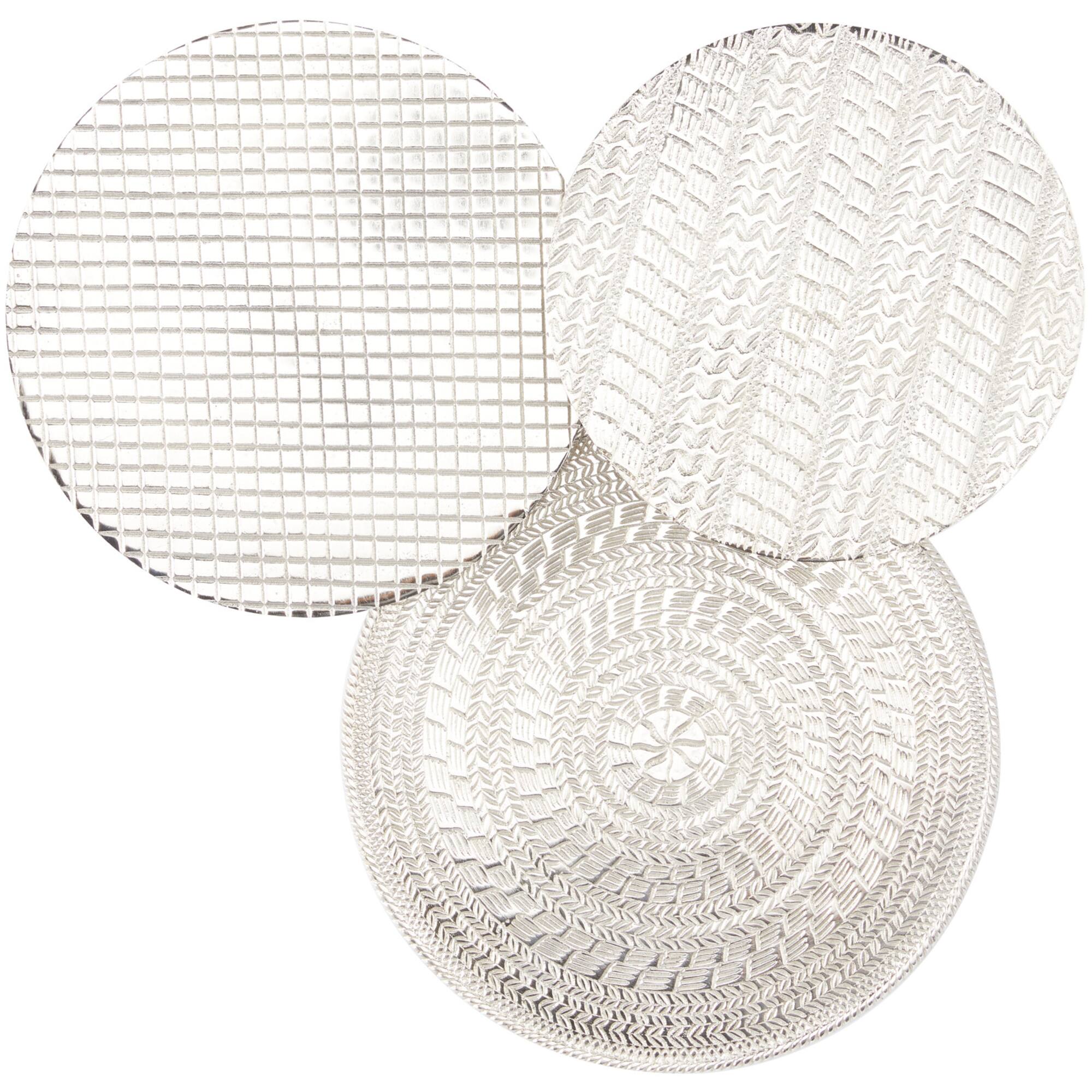 Silver Aluminum Plate Wall Decor with Textured Pattern 18" x 3" x 18"